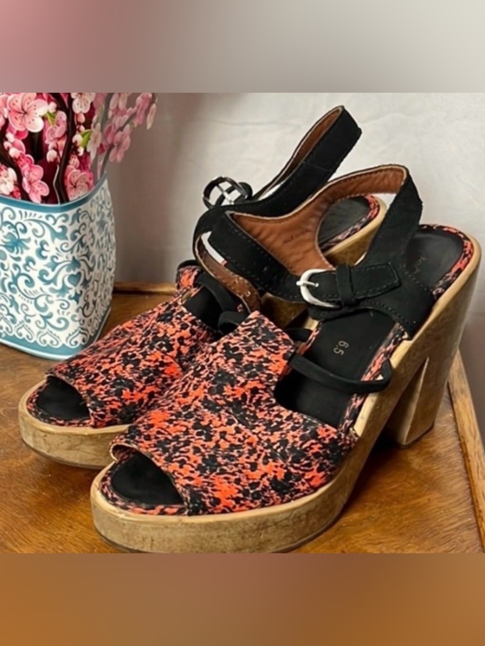 Rachel Comey Spade Sandal Heeled Clogs-Poppy Floral Size 6.5